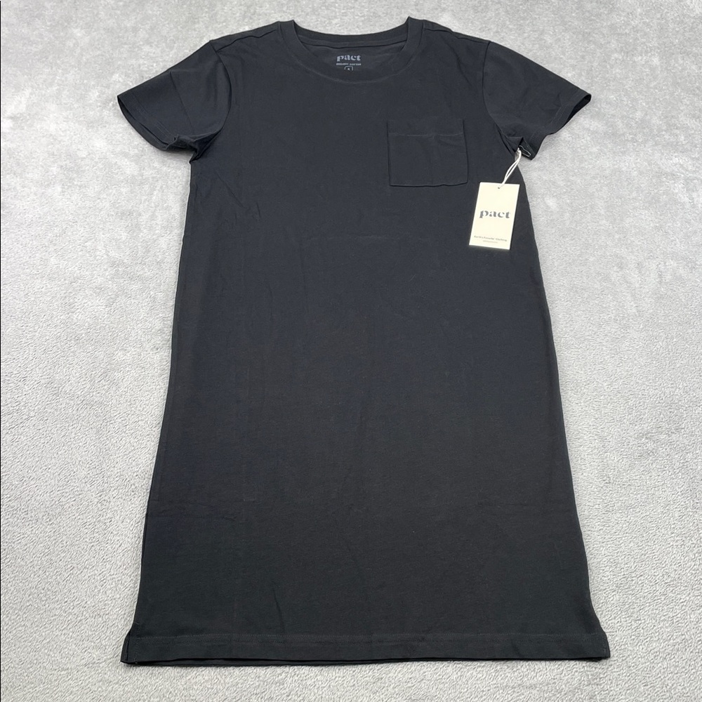 NEW PACT S 100% Organic Cotton‎ Black Softspun Short Sleeve T Shirt Dress